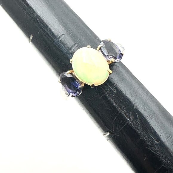 Womens Ring Sterling Silver Amethyst Opal Size 5 - Picture 5 of 5